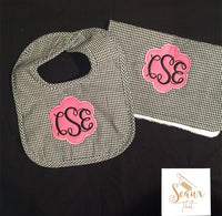 Black and Pink bib burp set